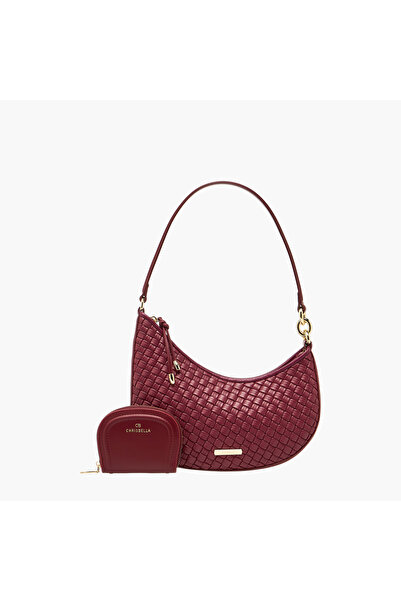 Chrisbella Woven Baguette Bag with Pouch