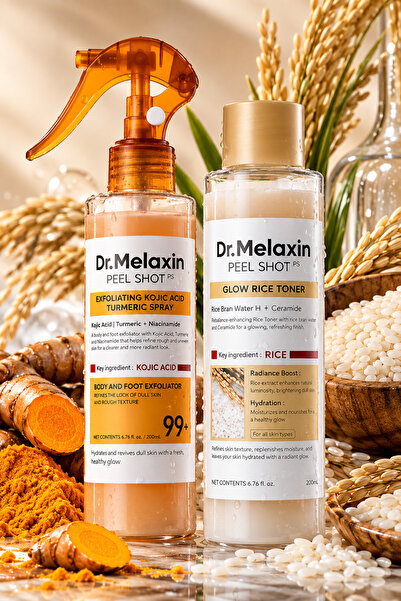 Dr.Melaxin ثنائي Peel Shot بالكوجيك أسيد والكركم مع تونر الأرز – تقشير وترطيب...