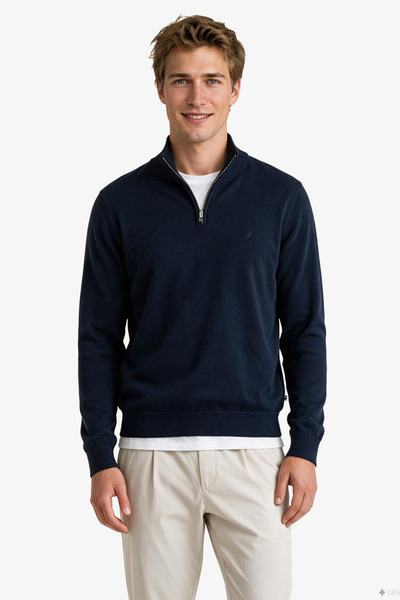 Nautica Men's Navy Blue Regular Fit Knitwear