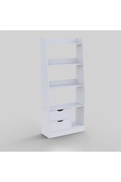 Modern home Salvatore Bookcase I 2-Tier Book Shelf Cabinet with Drawers I Modern Design Adjustable Wooden Book Organiser Cupboard I Space Saving Display Storage Rack for Home, Office - White