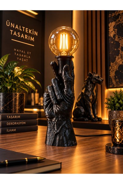 ÜNALTEKİN TASARIM تمثال زخرفي مصمم يدويًا |   مصباح طاولة عصري مع لمبة LED