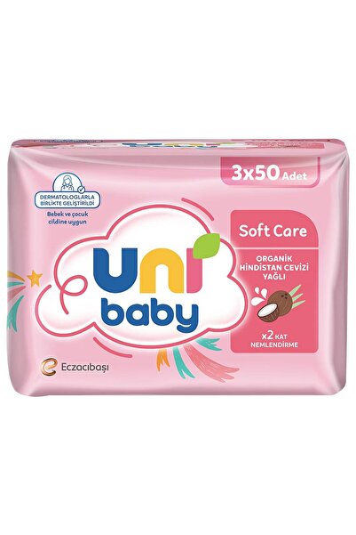 Uni Baby Soft Care Hindistan Cevizi Yağlı Islak Mendil 3X50