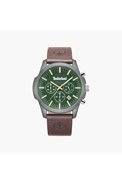 Timberland SMU Green Dial Brown Leather Strap Quartz Chronograph Watch for Me...