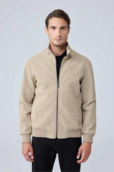Danger Men's Special Design Fabric Coat Jacket Beige 4345Dngr