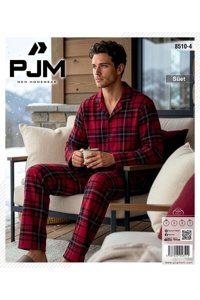 Pijamoni Long Sleeve Warm Luxury Men's Christmas Themed Plaid Patterned Soft ...