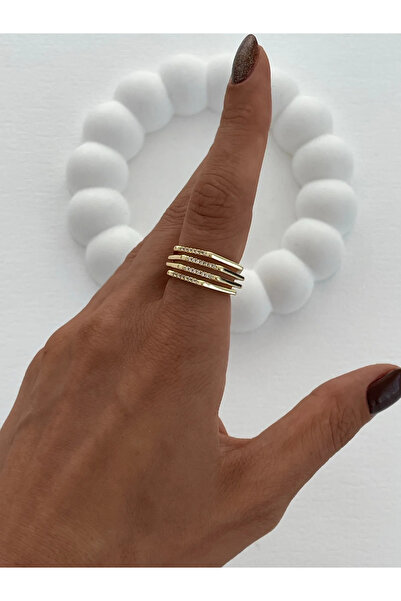 Luparadis Special Series Zircon Stone Geometric Design Adjustable Gold Ring