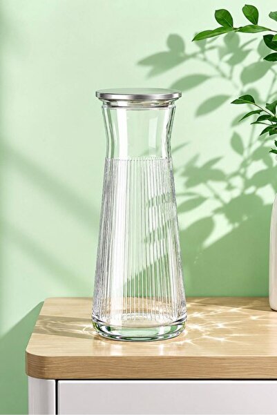 Sarina Glass Metal Vakum Kapaklı Cam Karaf 1100 cc