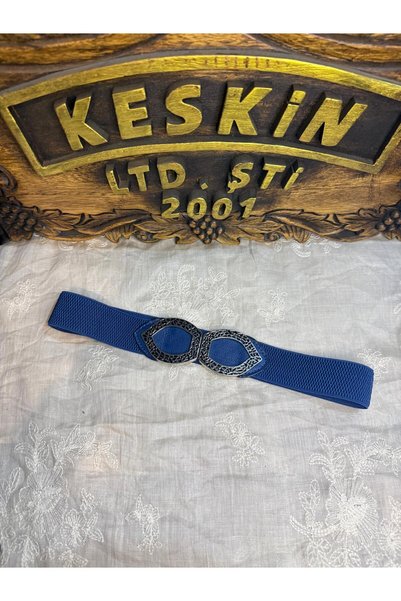 KESKİN AKSESUAR KADIN ÇİFT HALKALI DESENLİ METAL TOKALI LASTİKLİ BEL KEMERİ