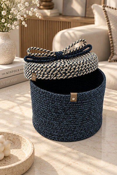MaVaux Christmas Wicker Rope Decorative 20X26 Lid Wicker Rope Basket Weave Ro...