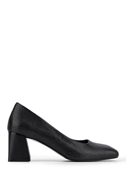 Tamer Tanca Women's Genuine Leather Black Heeled Shoes