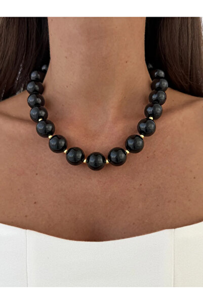 Luparadis Special Series Gold Detailed Black Ball Necklace