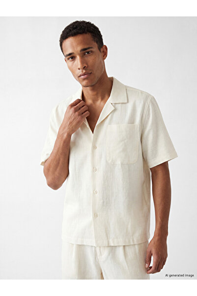 LC Waikiki Peak New Season White Resort Collar Short Sleeve Men's Shirt