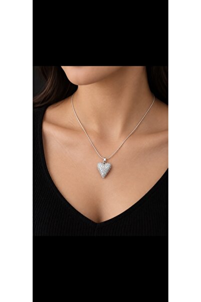 Nerine Silver Taşlı Kalp Premium Çelik Kolye