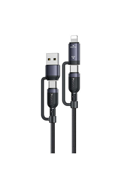 Yesido Cablu de date 4-în-1 (CA200), USB, Type-C la Type-C, Lightning 60W, 48...