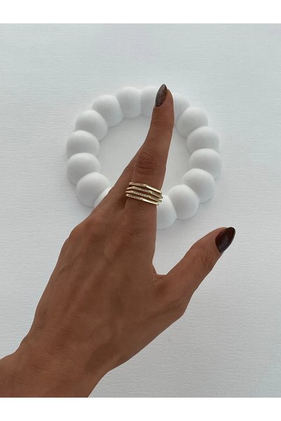 Luparadis Special Series Zircon Stone Geometric Design Adjustable Gold Ring