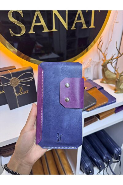 SANAT LEATHER %100 Hakiki Deri Çıtçıtlı Telefon Bölmeli Portföy Cüzdan