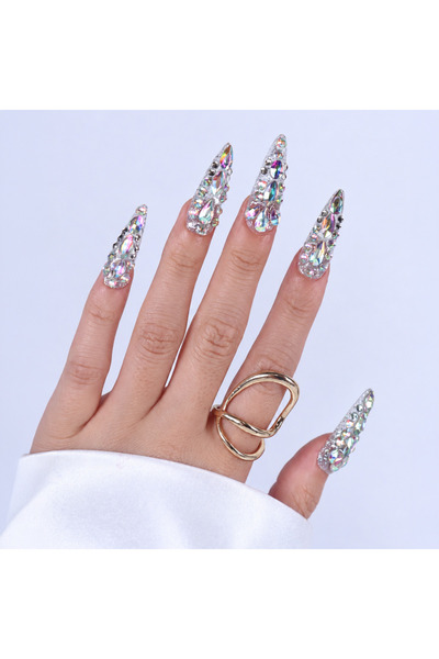 Takma Takma S Beden Takma Tırnak Nail Art Extra Uzun 10'lu Tekrar Kullanılabi...