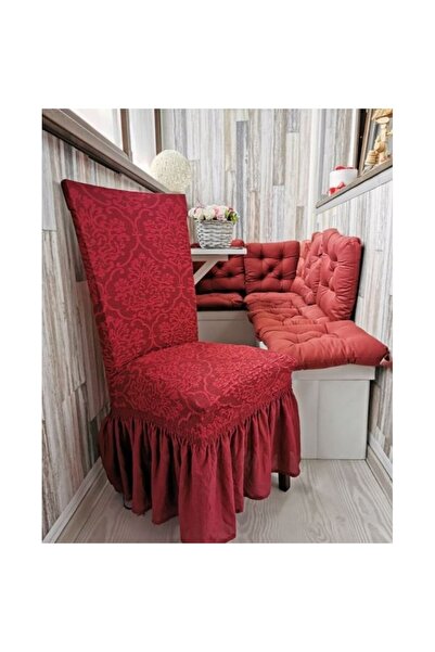 odjas Set 6 Huse Elastice Jacquard pentru Scaune, Cu Volan, Bordo