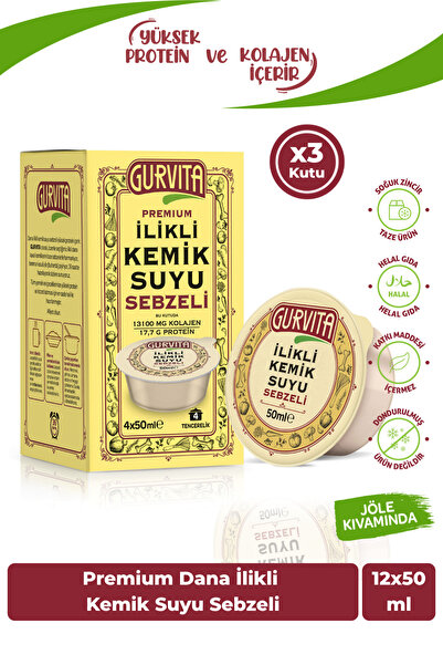Gurvita İlikli Kemik Suyu Sebzeli 50 ML 12 Adet