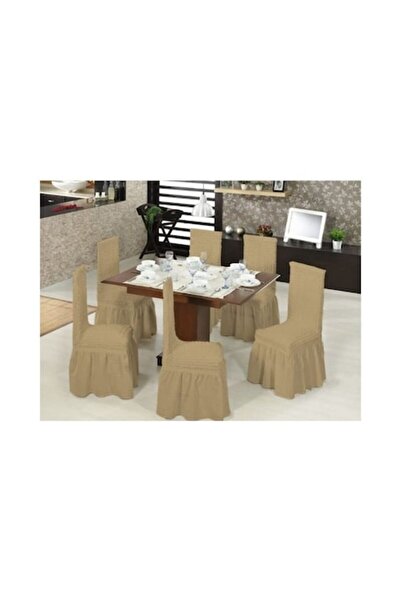 odjas Set de huse de scaun cu voal, 6 buc., bumbac elasticizat, 100x100cm, cu...