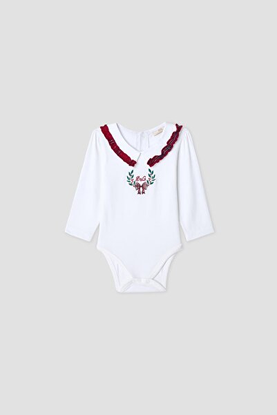 B&G Kız Bebek Beyaz Body