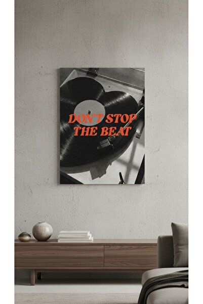 Murat Lazer Plak Temalı Duvar Tablosu | Don't Stop The Beat Yazılı Retro Müzi...