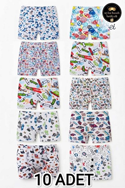 Tutku Boys' Cotton Boxers 10-Piece Advantageous Pack - Fun Mixed Patterns - S...