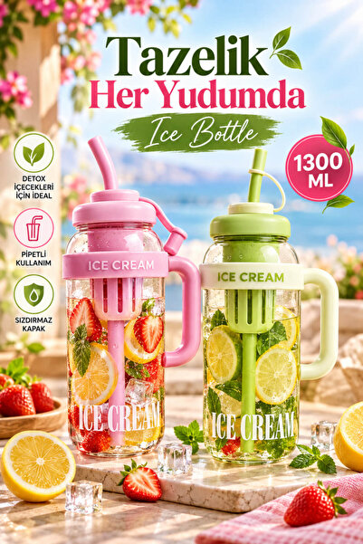 House Bird 1300 ml Straw Bottle, Leak-Proof Lid, Detox Container, Large Size ...