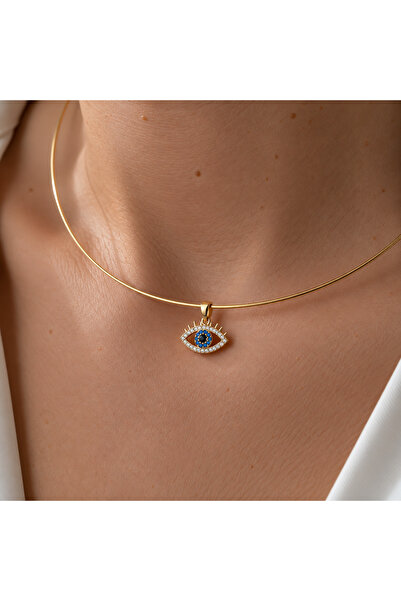 nerora Nazar Göz Motifli 14K Altın Kaplama Choker (Boyut Ayarlanabilir)