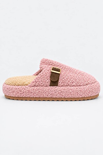 Ayakkabı Consept Women's Plush House Slippers with Buckle Teddy Soft Sole War...