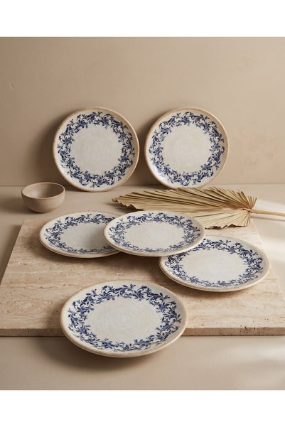 RUBİ PORSELEN Kario 6-Piece Porcelain Cake & Dessert Plate Set 17 cm - Pattern and Glaze Guaranteed