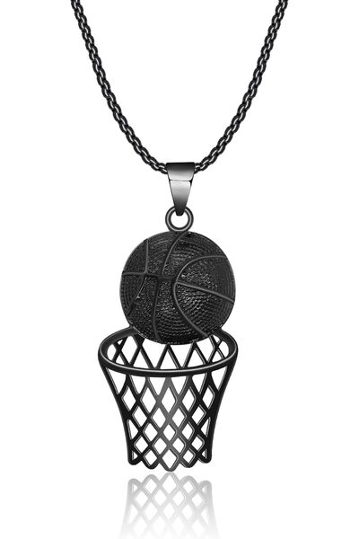 ASKIND Basketball Hoop Necklace for Men, Stainless Steel Chain 14K Gold Plate...