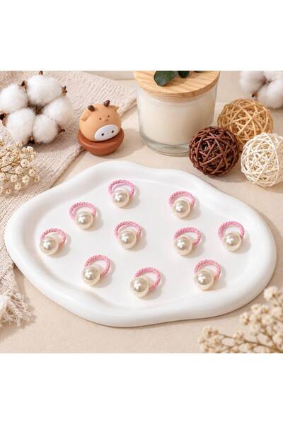 So Much Accesories Detailed Shiny 10-Piece Rubber Buckle Set - İnci