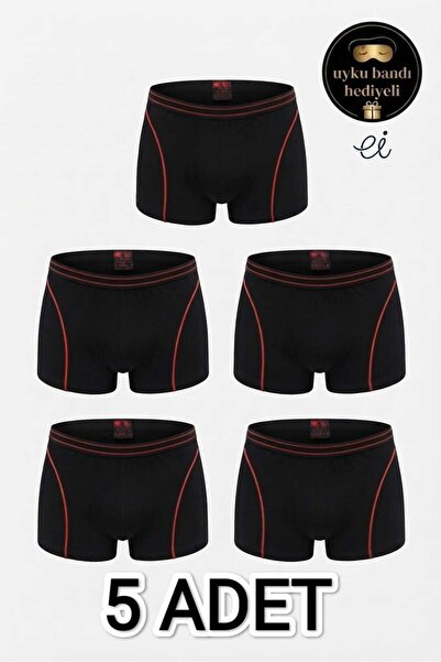 Tutku 5'li Paket Siyah Erkek Çocuk Pamuklu Likralı Boxer - Özel İmalat Uyku B...
