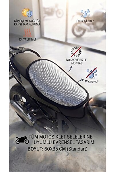 Genel Markalar Motosiklet Isı Yalıtımlı Su Geçirmez Sele Kılıfı Güneş Korumalı Standart Boy 60x35 Cm