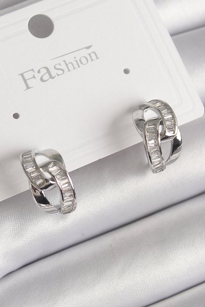 Lovesta Home Brass Silver Color Zircon Stone Chain Model Women's Earrings Tj-...