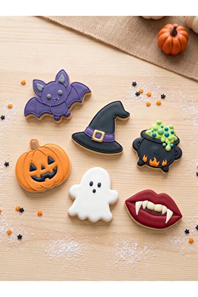 Dumledo Halloween 6-Piece Cookie Mold Set |   Bat, Pumpkin, Witch Hat, Cauldr...