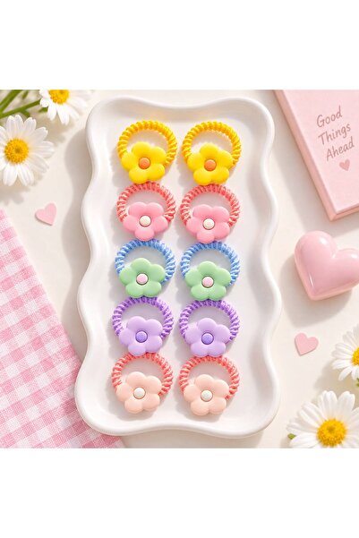 So Much Accesories Çiçek Figürlü Mini Çocuk Saç Tokası Seti - Renkli 10 Adet
