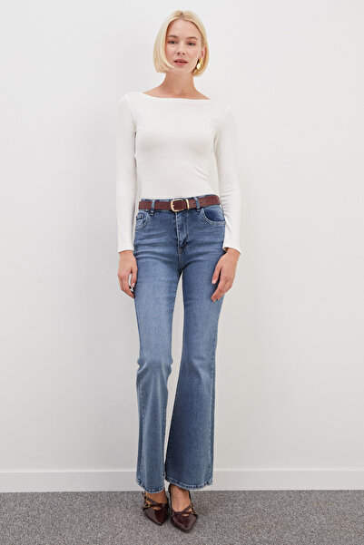 Fulla Moda Yüksek Bel Flare Jean