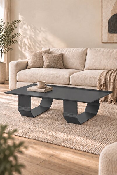 Barez Decor Dikdörtgen Çelik Orta Sehpa - 130x65 cm - Geometrik Kesim Çelik G...