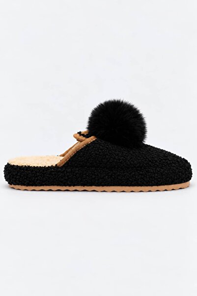 Ayakkabı Consept Women's Winter Plush House Slippers with Pompom, Soft Sole, ...