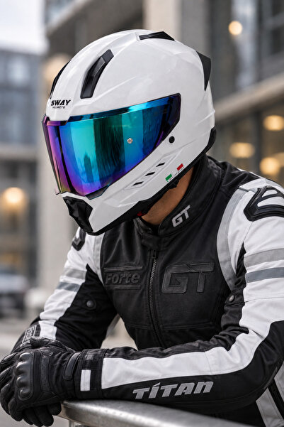 YYK SWAY 868 Renkli Vizör & Spoiler Kanat & Güneş Vizör KASK