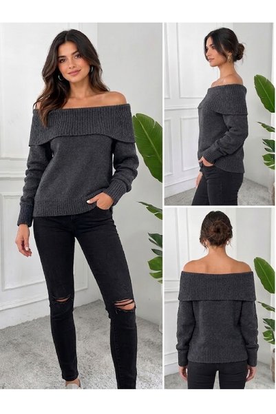 AÇELYA TEKSTİL Degaje Yaka Women's Knitwear "Is the Favorite of Every Day with Its Soft Texture and Elegance.