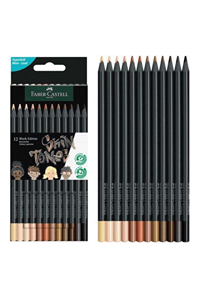 Faber Castell Kuru Boya Seti 12'li Black Edition Skin Tones Ten Renkleri ve 12'li Çift Taraflı 24 Re