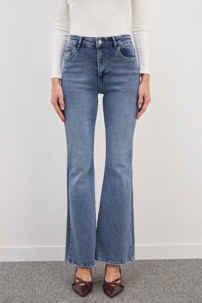 Fulla Moda Yüksek Bel Flare Jean