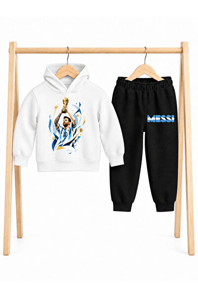 STİL-X Lionel Messi Printed 3 Threaded Yarn Hooded Children's Tracksuit Set