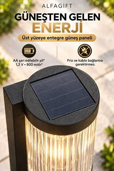 ALFAGİFT Güneş Enerjili Solar LED Bahçe Yolu Lambası 2'li Set Otomatik Aydınlatma Kablosuz Gün Işığı