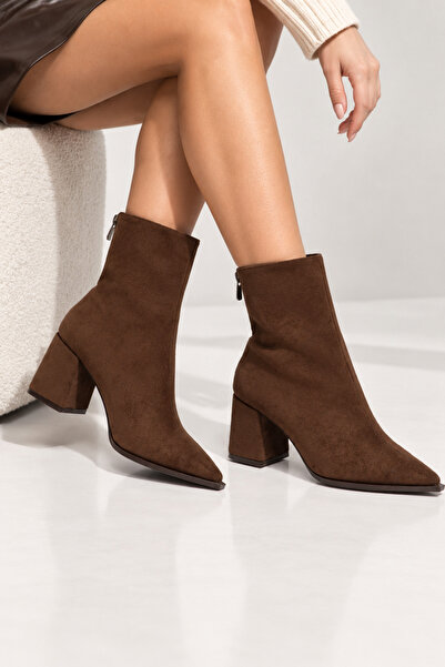 ZEVA COLLECTION Zeva Vellora Women's Pointed Toe Heeled Boots Zippered Ankle ...
