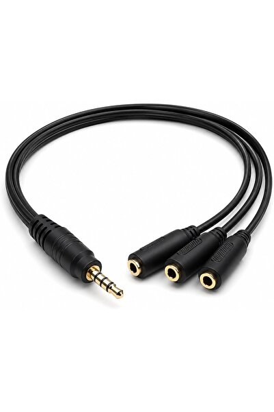 PrimeX PX-3AUX 3’lü Stereo Çoklayıcı, 3.5 mm AUX Jak Splitter Kablo, 1 Erkek Giriş 3 Dişi Çıkış, Kul