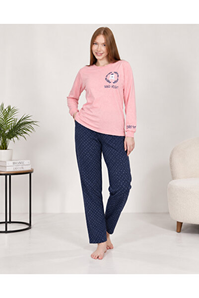 yula store Γυναικείο σετ πιτζάμες με μακριά μανίκια και μανσέτες, από ύφασμα ...